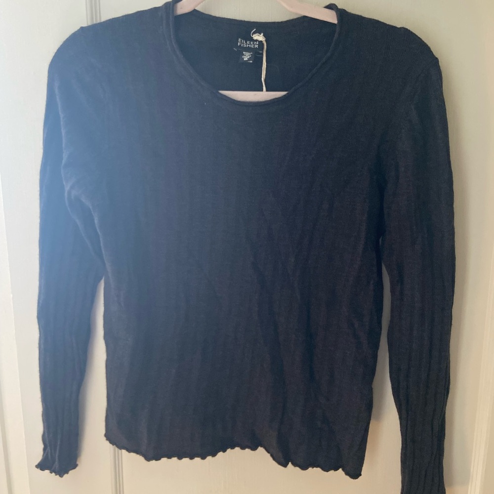 Eileen Fisher- black long sleeve shirt
